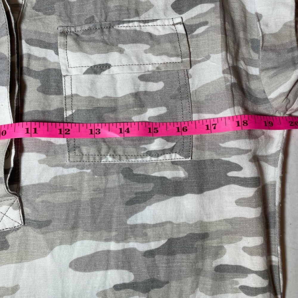Vince Camuto Camo Print Shirt Dress Womens XS Grey Beige‎ Cotton Lyocell Relaxed - Picture 5 of 7